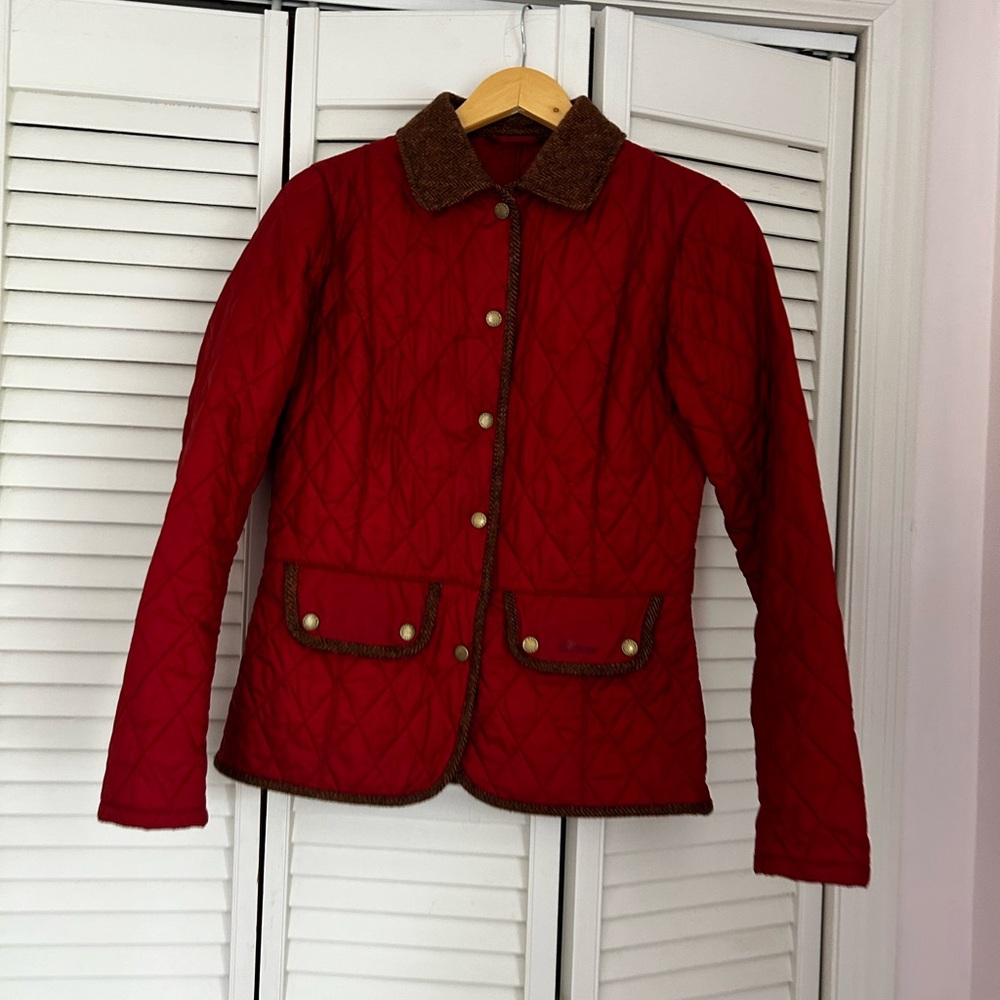Barbour Quilted Red Jacket size 6